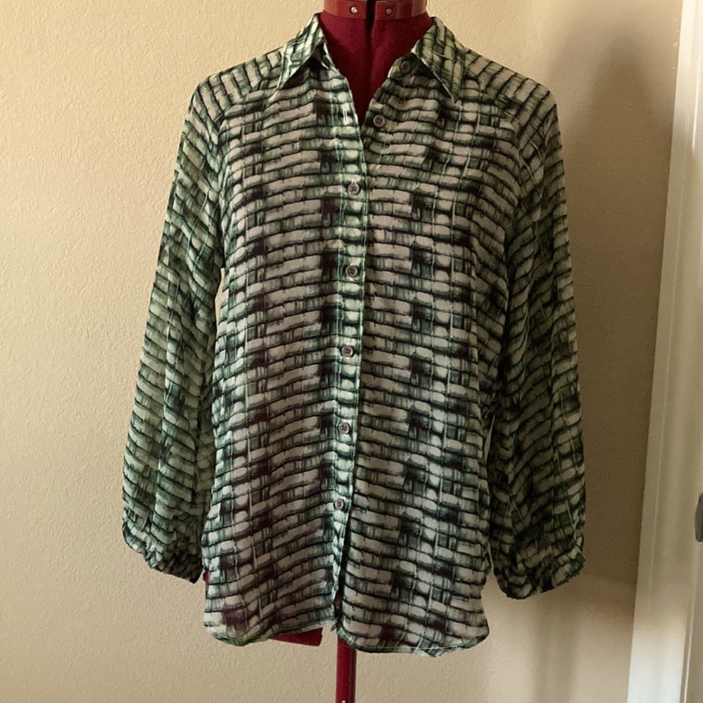 Laugh Cry Repeat Size small long sleeves collared blouse/shirt  100% polyester